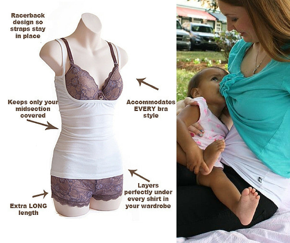 Naked Nursing Tank The Open Busted Breastfeeding Tank Top, Layering Cami &  Maternity Undershirt - Bamboo/Cotton : : Clothing, Shoes 